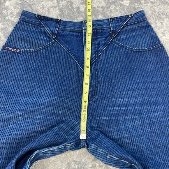 Vintage Blaze V Seam Mom Jean Stripe Blue Ultra High Rise Bareback - Picture 7 of 12